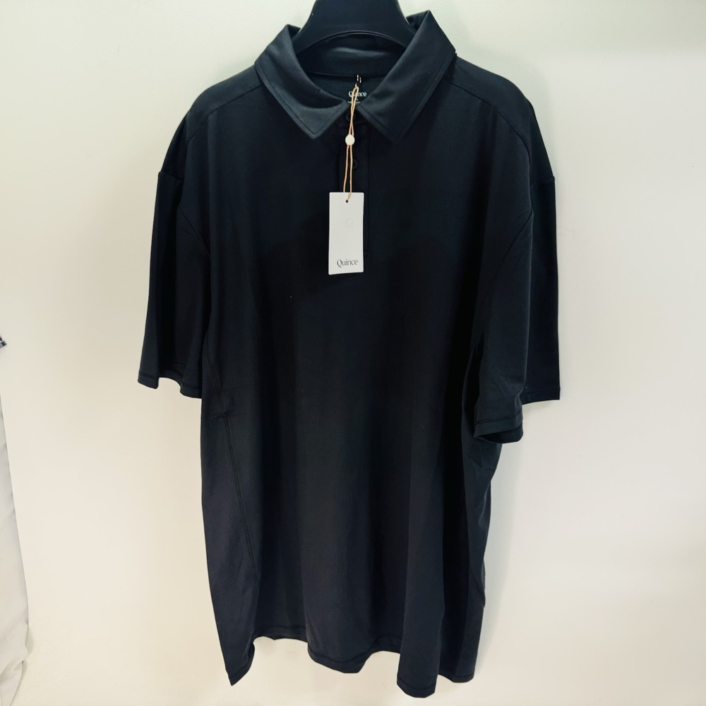 Quince Flowknit Breeze Performance Polo Shirt Mens XL True Black